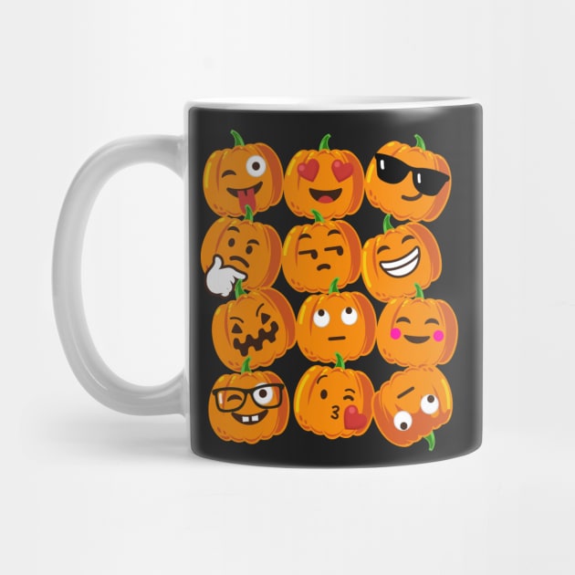 Pumpkin Emoji Faces T-Shirt Emoji Halloween Costume by vo_maria